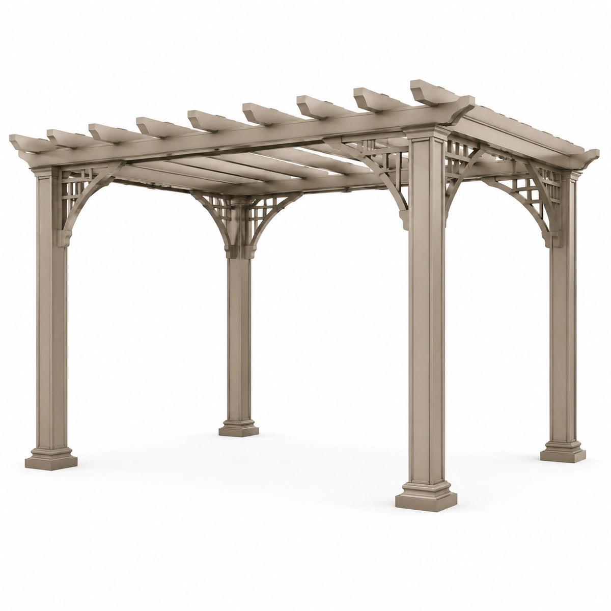 Freistehende Holzpergola Beige mit Lamellendach, 300 × 300 × 250 cm