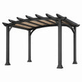 Freistehende Stahl-Holz-Pergola mit offenem Lamellendach, Schwarz/Natur, 300 × 300 × 230 cm