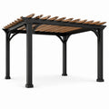 Freistehende Gartenüberdachung 400 × 300 × 240 cm aus Metall und Holz, Schwarz/Braun