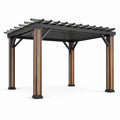 Freistehende Gartenpergola aus Metall, 300 × 300 × 230 cm, Schwarz/Braun, offenes Lamellendach