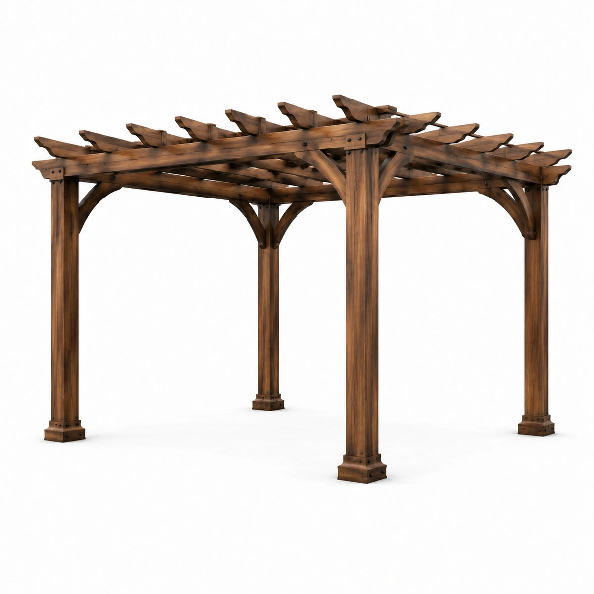 Freistehende Holzpergola 360 × 360 × 250 cm mit offenem Lamellendach, Braun