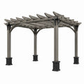 Aluminium-Gartenpergola Grau/Schwarz, 400 × 300 × 250 cm, mit offenem Lamellendach