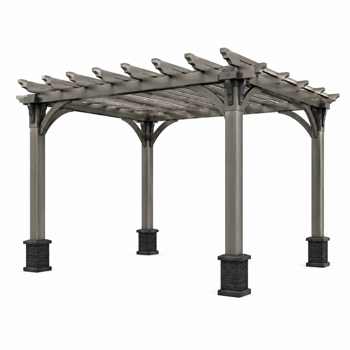 Aluminium-Gartenpergola Grau/Schwarz, 400 × 300 × 250 cm, mit offenem Lamellendach