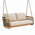 Hängesofa für 2 Personen, 160 × 75 × 60 cm, Beige/Braun/Silber, mit Seilaufhängung