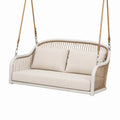 Hängesofa 150 × 80 × 125 cm in Beige und Weiß mit Geflecht