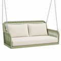Hängesofa für 2 Personen mit Ketten, 130 × 75 × 65 cm, Grün/Creme/Silber