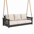 Hängesofa aus Holz mit Seilaufhängung, 200 × 80 × 65 cm, Schwarz/Beige/Braun