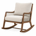 Schaukelstuhl aus Holz in Braun und Beige mit Textilpolsterung, 75 × 95 × 100 cm