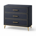 Moderne Kommode mit 3 Schubladen, 100 × 45 × 90 cm, Dunkelblau/Gold
