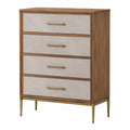 Kommode 90 × 45 × 120 cm mit 4 Schubladen in Braun, Beige und Gold