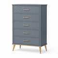 Moderne Kommode Grau/Gold, 80 × 40 × 120 cm, 5 Schubladen